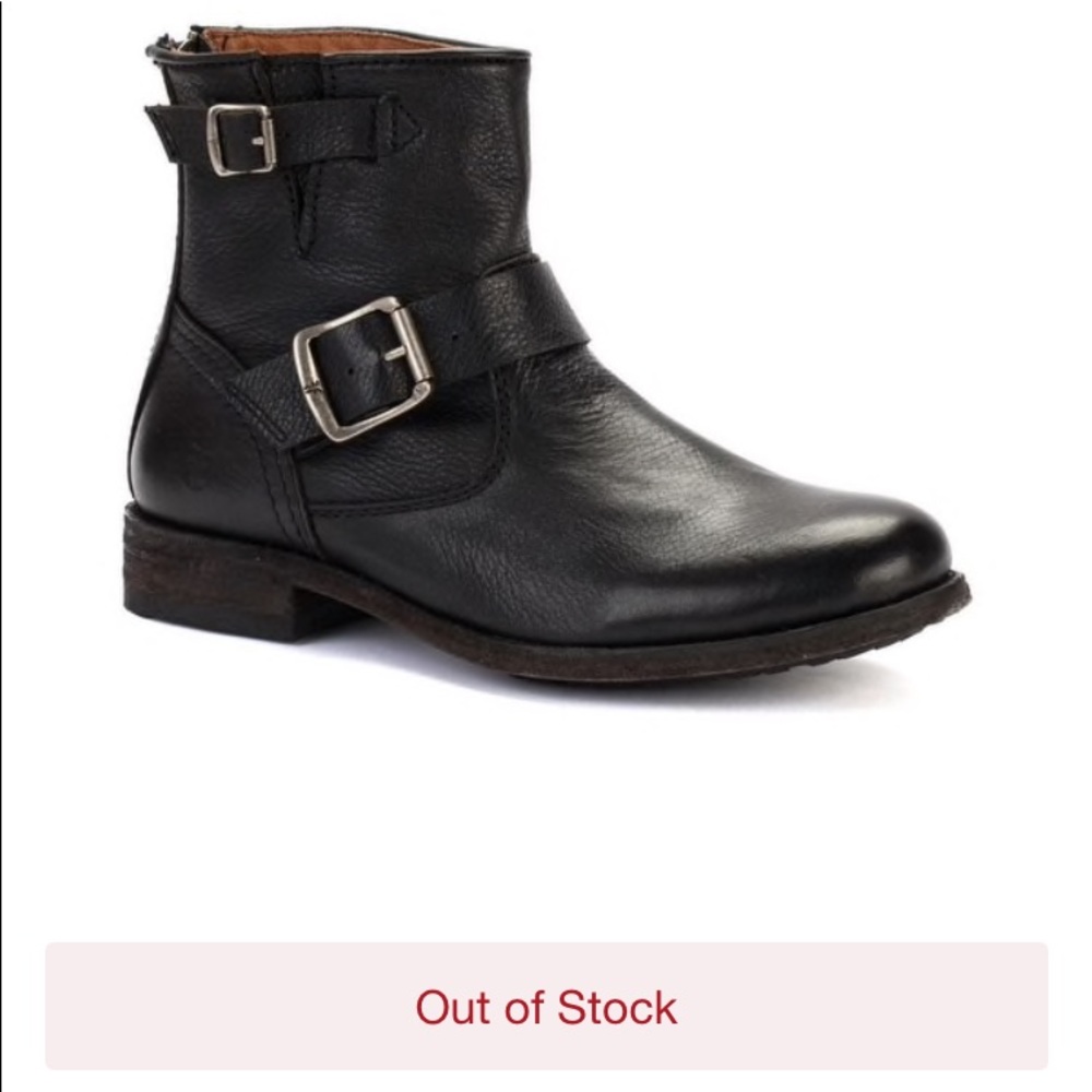 FRYE size 6.5 Tyler Engineer Moto Black Leather Boot Motorcycle Buckle $178 NEW